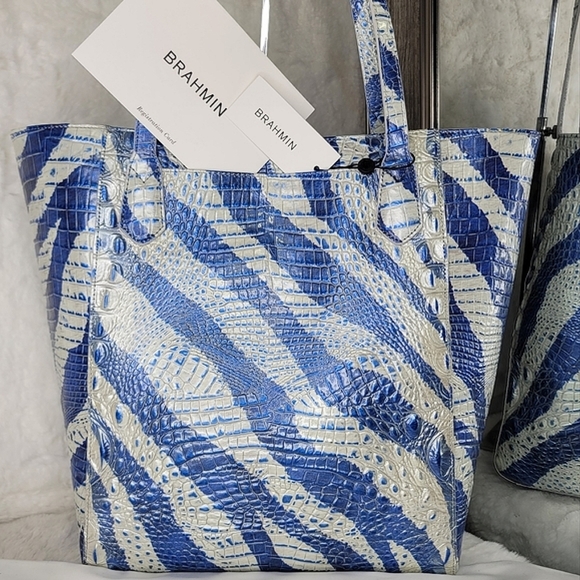 💥  Brahmin 2 PCS SET Shoulder Bag Purse Ombre Melbourne + XL Clutch NWT - Picture 14 of 16